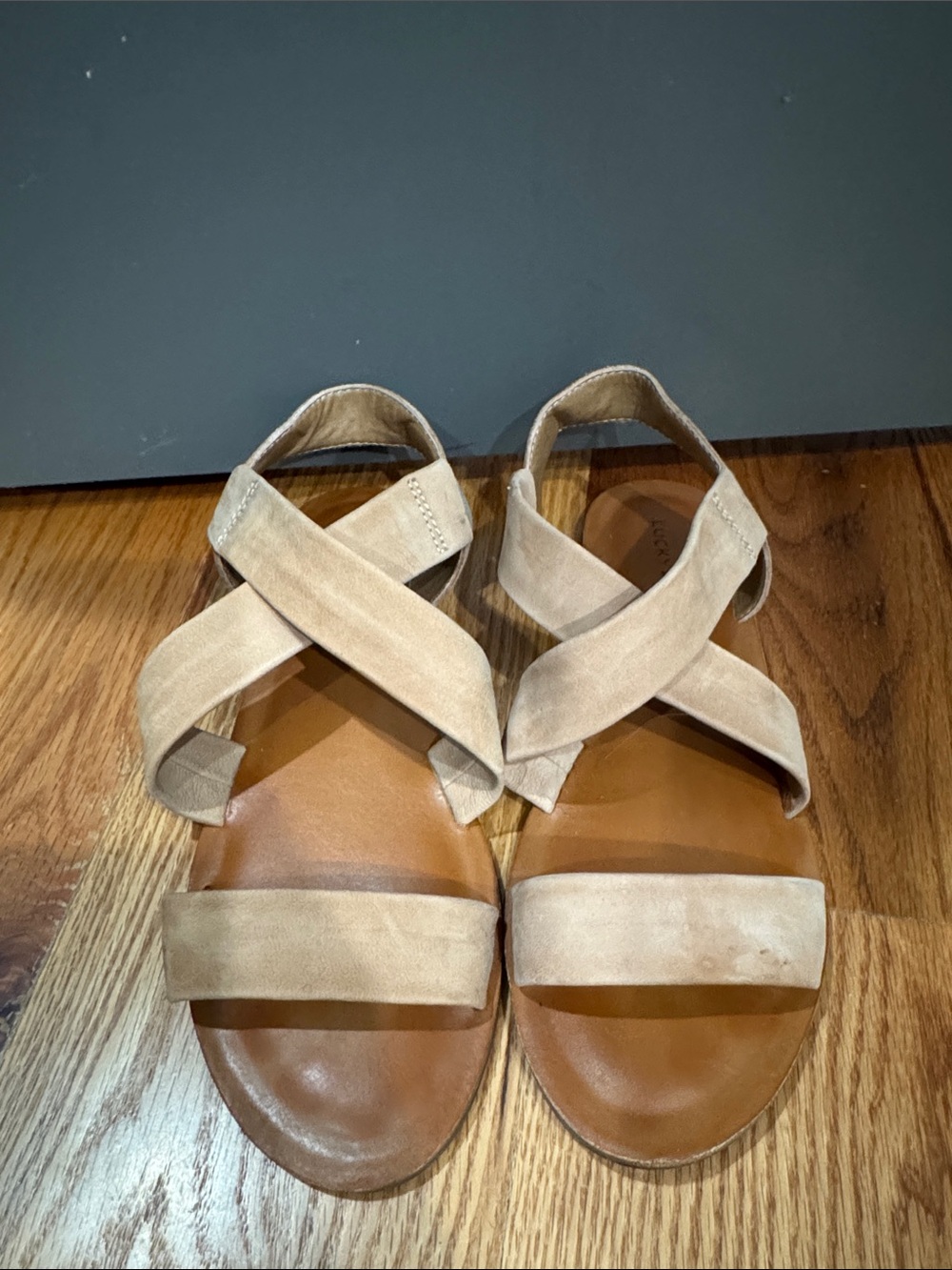 Lucky Brand Crisscross Suede Sandals in Light Brown